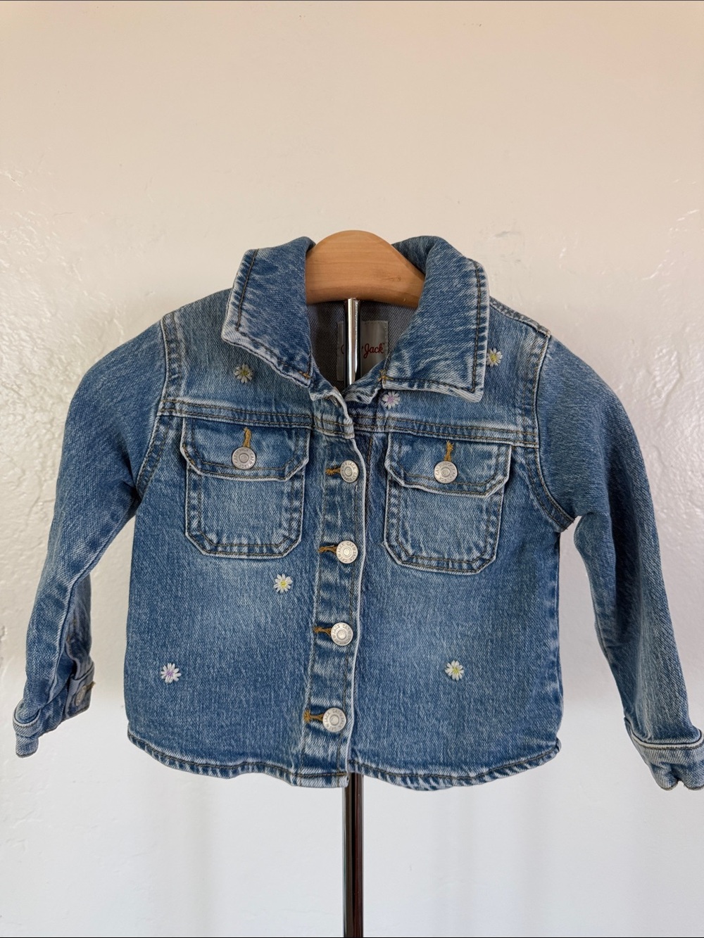 Cat & Jack Blue Denim Jacket with Daisy Embroidery